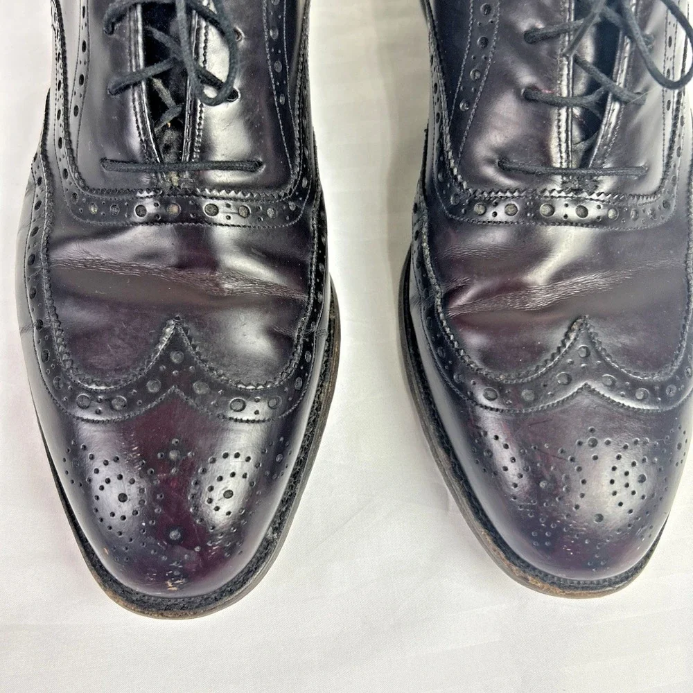 Johnston‎ & Murphy Heritage Oxford Shoes Mens 9.5 C Burgundy Wingtip USA Preppy